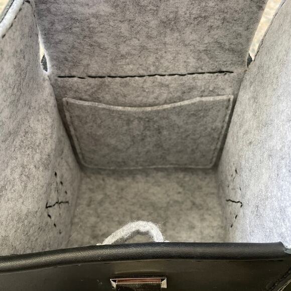 Handcrafted Black Leather Camera Bag | 5.5” Square, Adjustable Strap, Clasp - Picture 6 of 6